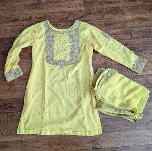 Gharara Outfit Pants Shirt Dupatta Heavily Embellished Sequin Formal Wedding